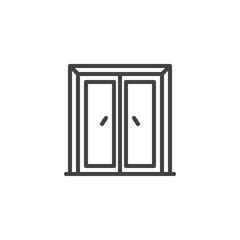 Closed wood door outline icon. linear style sign for mobile concept and web design. Double door simple line vector icon. Symbol, logo illustration. Pixel perfect vector graphics