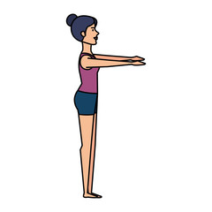 woman practicing yoga position