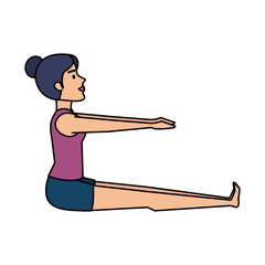 woman practicing yoga position