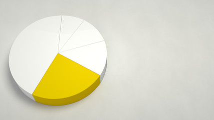 White pie chart with one yellow sector