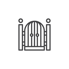 House entrance gate outline icon. linear style sign for mobile concept and web design. Closed gate simple line vector icon. Symbol, logo illustration. Pixel perfect vector graphics