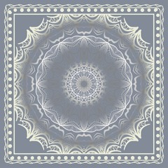 Design of a Scarf with a Geometric Flower Pattern . Vector illustration. Seamless. For Print Bandana, Shawl, Carpet, tablecloth, bed cloth, fashion