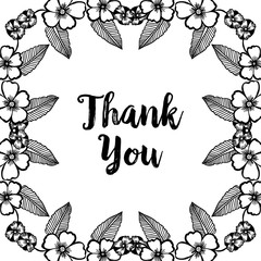 Card Thank you with flower frame vector art