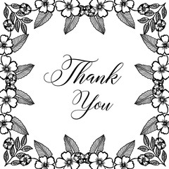 Card Thank you with flower frame vector art