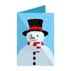 card with cute snowman christmas character