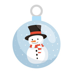 crystal ball with snowman christmas character