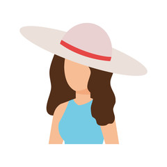 beautiful tourist girl with summer hat character