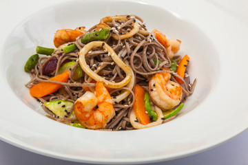 Asian noodles with seafood
