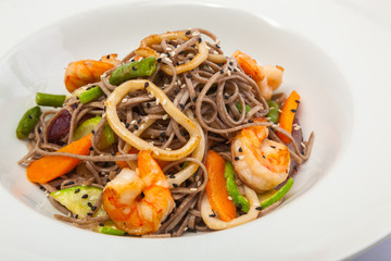 Asian noodles with seafood