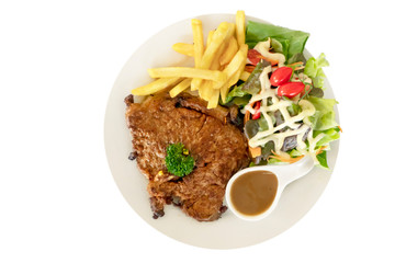 Grilled steak on dish