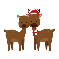 cute couple reindeer christmas characters