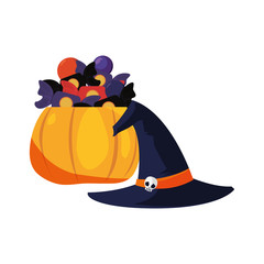 halloween pumpkins and hat costume