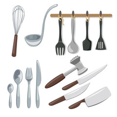 kitchenware, knives, spoons, scoop, whisk