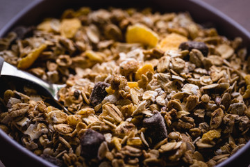 Cereal, seeds and oats, healthy meal.