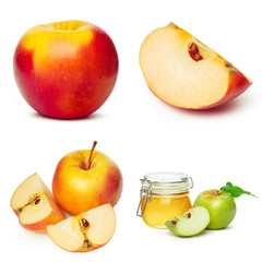 Collage of photos for Jewish New Year Holiday Rosh Hashana isolated on white background