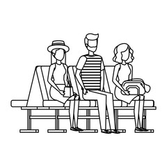 young people with suitcases in the airport