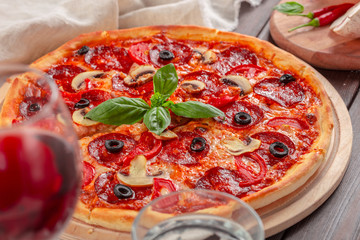 Hot Homemade Pepperoni Pizza