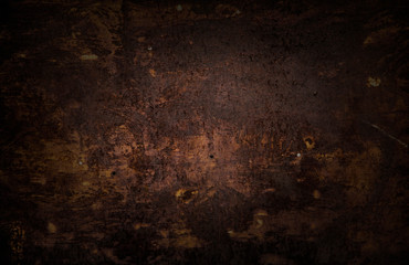 ancient vintage retro style darkness theme. background and wallpaper or texture of old rusty iron plate or Rusty metal surface which has dim light have damage and cracks. are like a good grunge.
