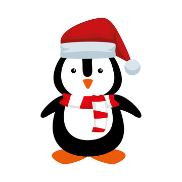cute penguin with santa claus hat