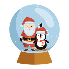 cute christmas santa claus and penguin