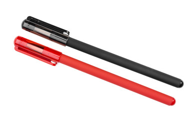 Pens on white background