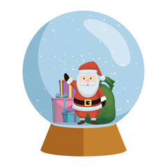 cute christmas santa claus in snow sphere