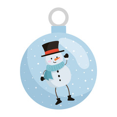 cute snowman in crystal ball christmas