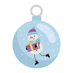 cute snowman in crystal ball christmas