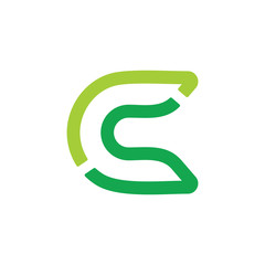 letter c simple geometric green nature logo 