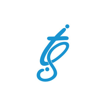 letters ts curves linear logo vector