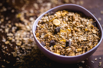 Cereal, seeds and oats, healthy meal.