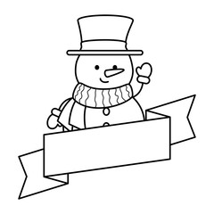 cute snowman with ribbon christmas character