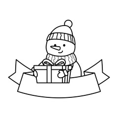 cute snowman with ribbon christmas character
