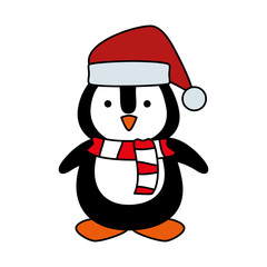 cute penguin with santa claus hat