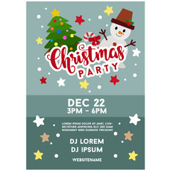 christmas poster brown snowman and tree