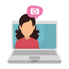 laptop with user and speech bubble