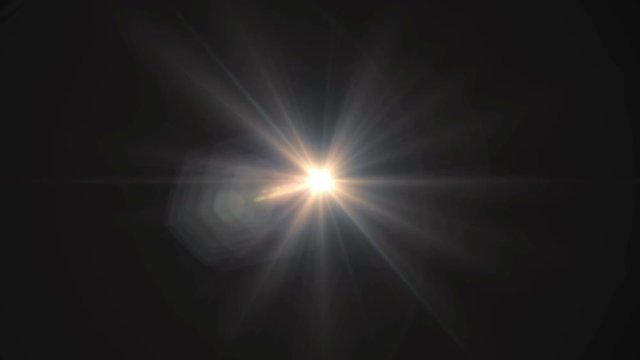 Optical sun lens flares light effect. 4K animation.