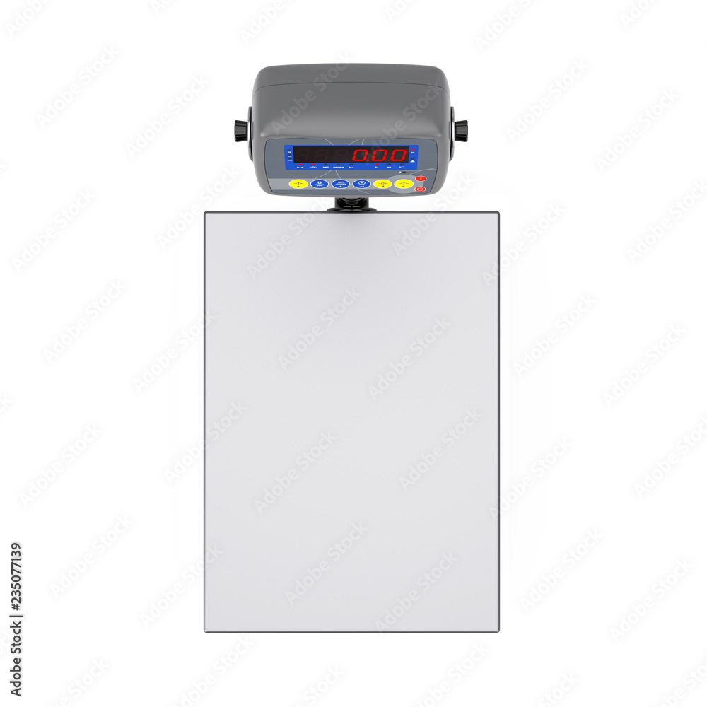 Poster warehouse digital cargo scales. 3d rendering