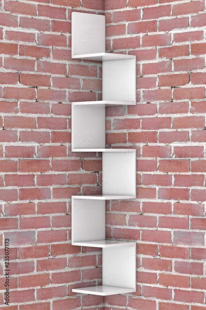 Poster Modern Empty white Book Shelf in Clay Style. 3d Rendering