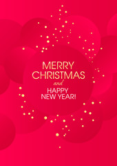 Vertical red holiday background with golden graphic elements and text.  