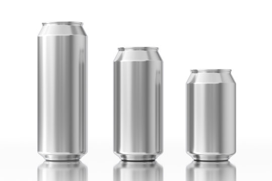 Blank Aluminum Cans with Free Space for Your Design. 3d Rendering
