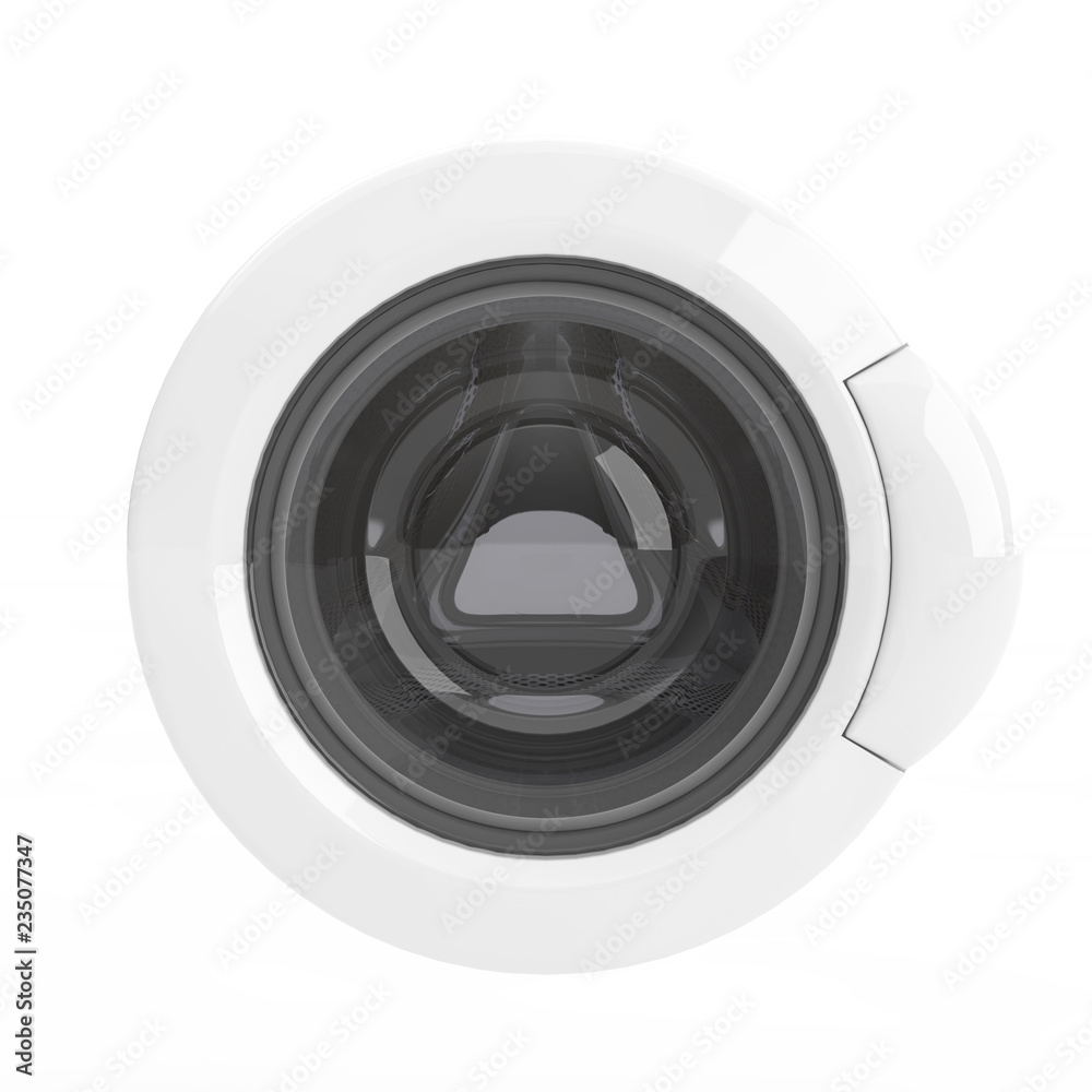 Aufkleber closeup of front load washing machine door. 3d rendering
