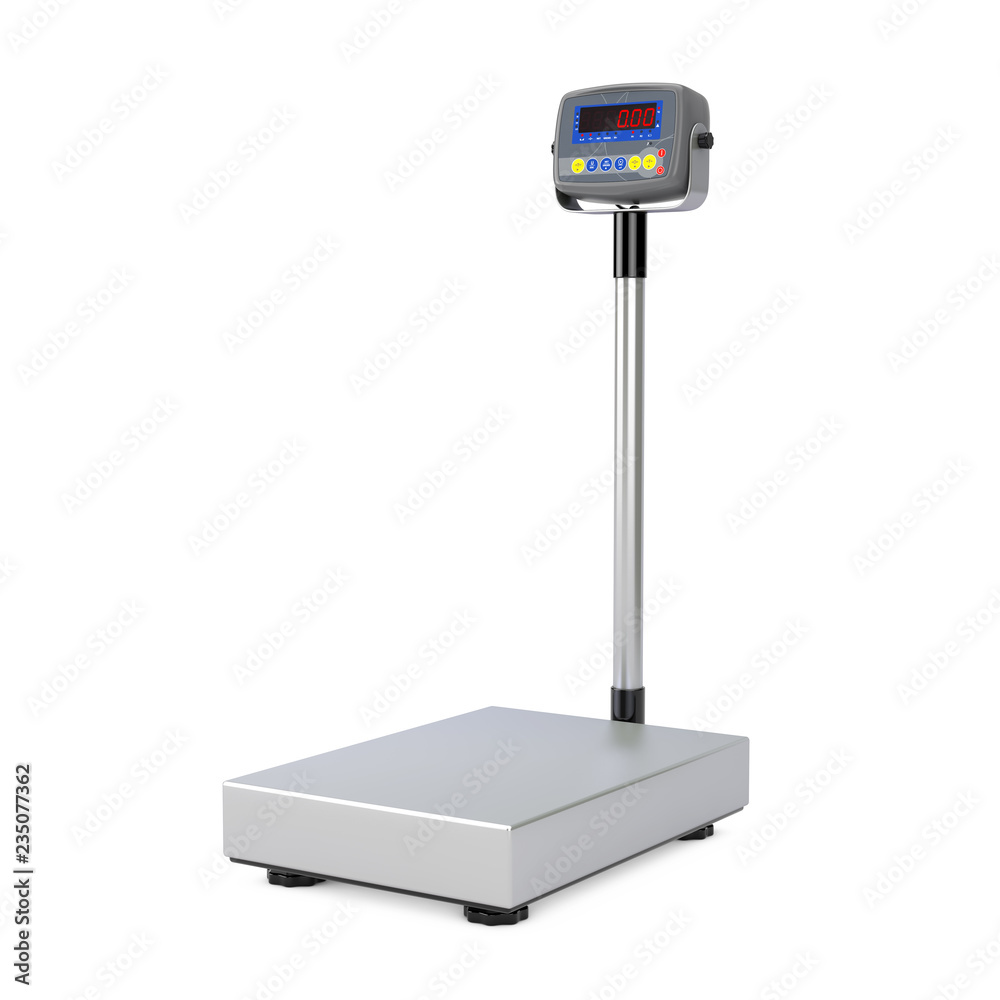 Poster warehouse digital cargo scales. 3d rendering