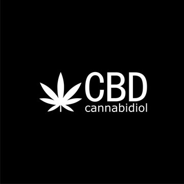 Cannabidiol (CBD) cannabis icon or logo on dark background