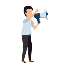 elegant businessman with megaphone