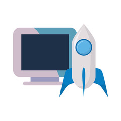 computer rocket on white background