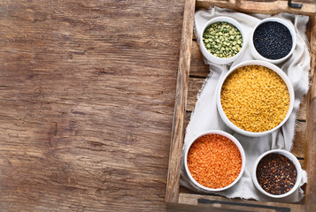 Bowls of different types lentils