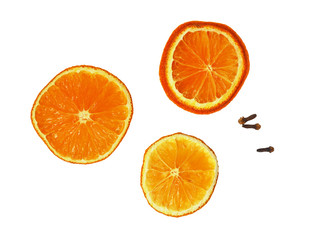 Set of dried orange slices and cloves