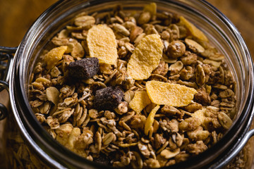 Compote with cereals and oats, ingredients for a healthy diet.