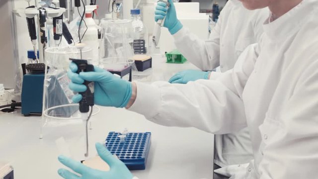 scientists working  in pharmaceutical lab